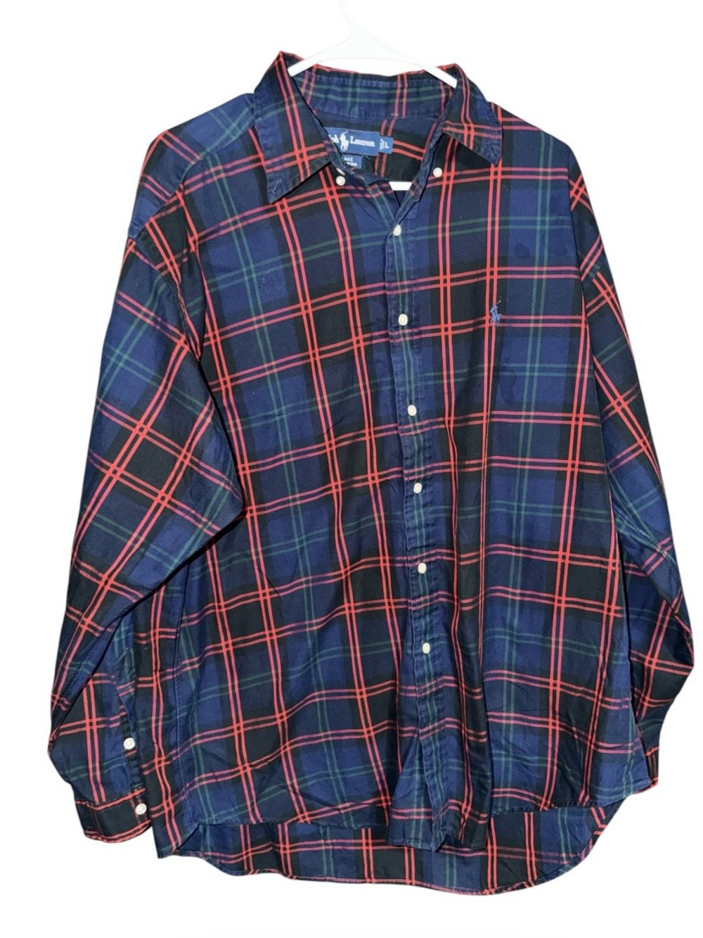 Polo by Ralph Lauren Navy, Red & Green Plaid Button-Down Shirt